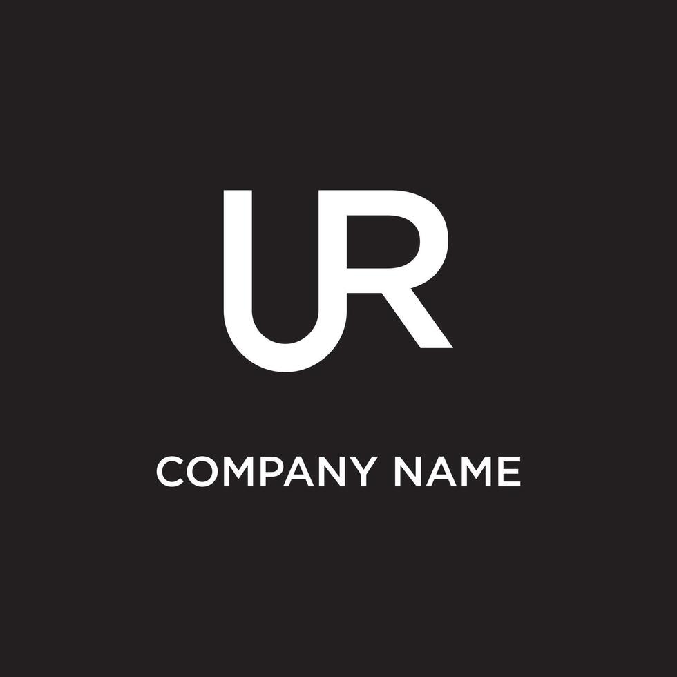 A bold white logo featuring the stylized letters UR intertwined, creating a modern and unique emblem on a dark background. vector