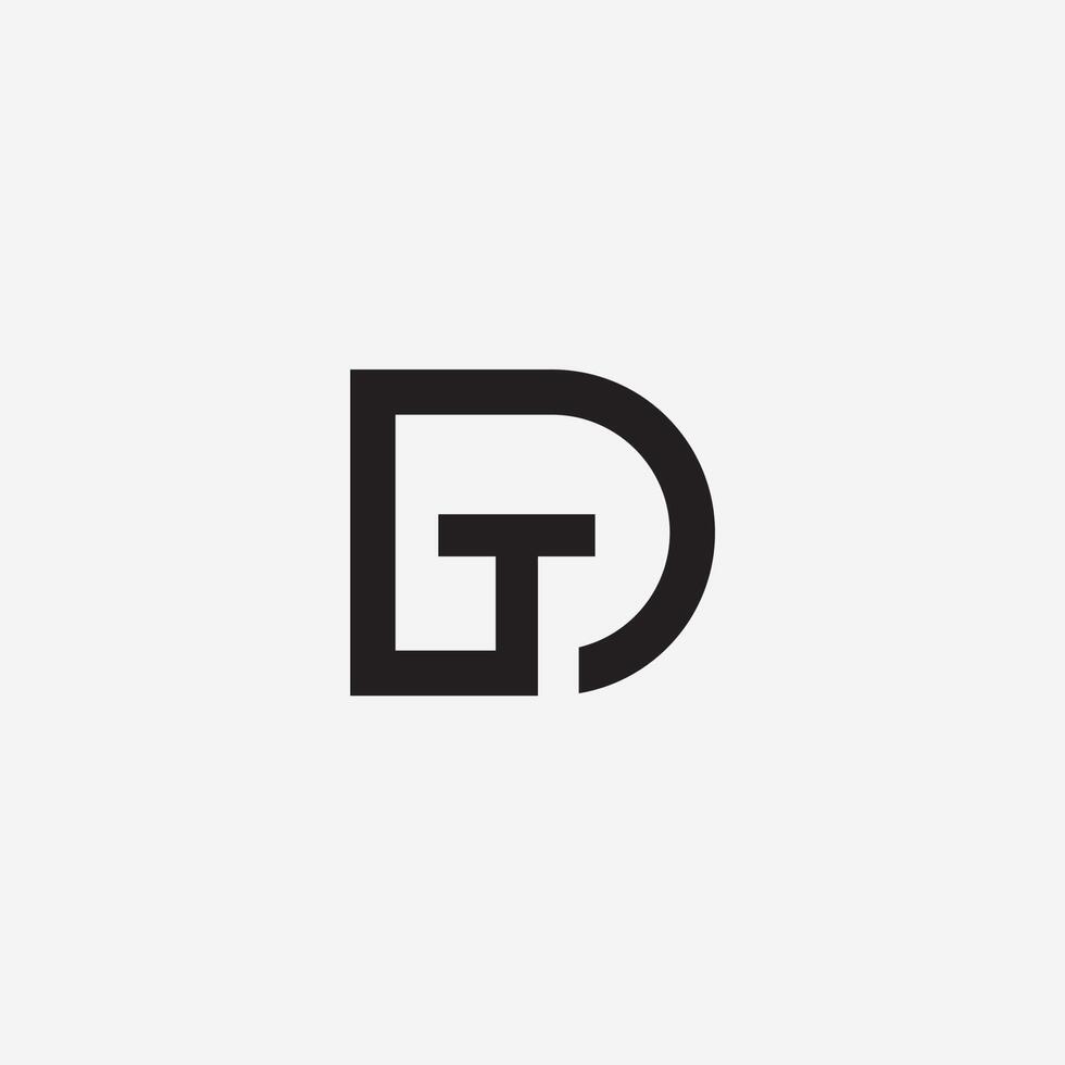 A bold black logo featuring stylized, interconnected letters that resemble a combination of G and D, or T and D, creating a modern and architectural mark. vector