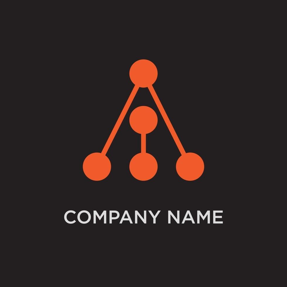 A modern abstract logo featuring a central orange node with three emanating connections to three lower nodes, resembling a hierarchical structure, network, or family tree. vector