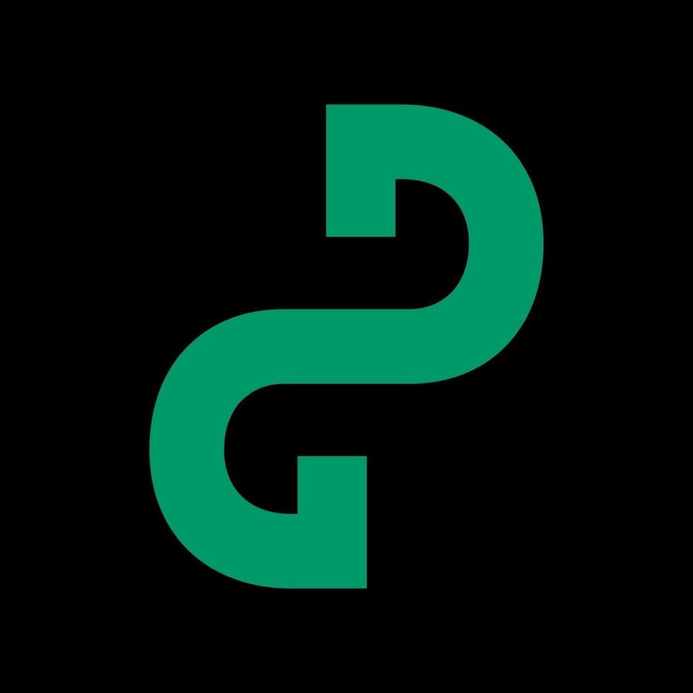 A bold green abstract logo featuring stylized, interconnected shapes resembling the letters P and D, conveying connection, flow, or a unique design. vector