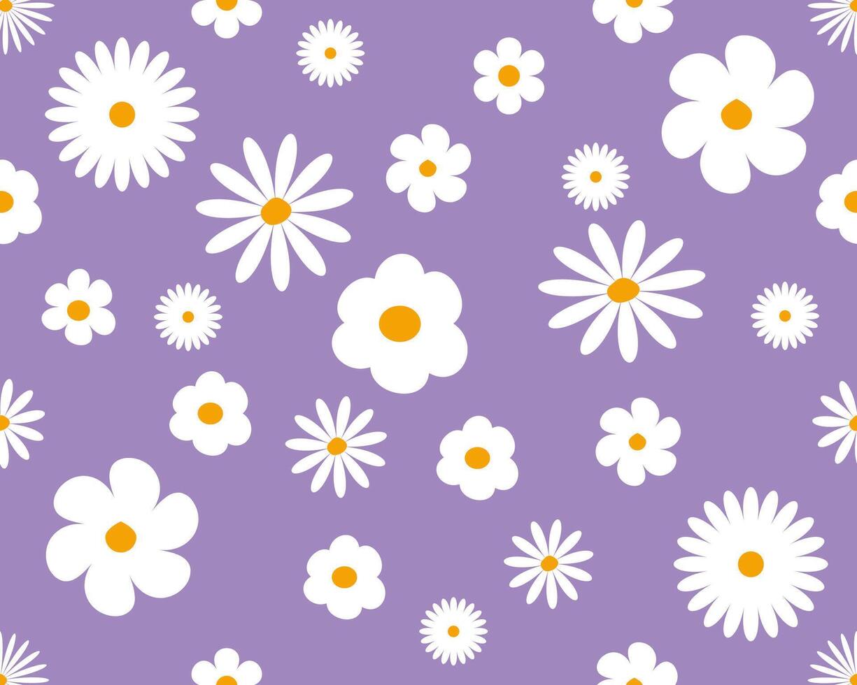 A drawing with flowers on a purple background. The elements are suitable for printing, texturing, fabric production and packaging. vector