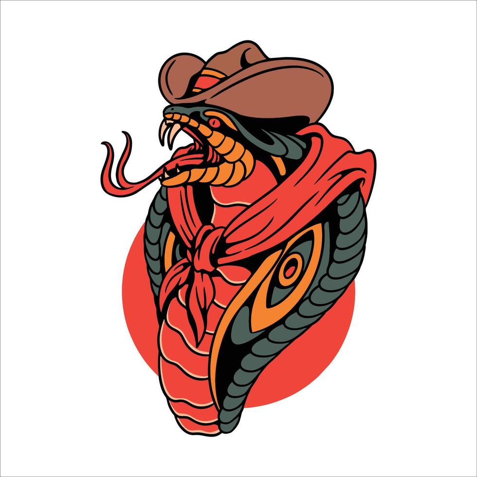 cowboy cobra tattoo illustration design vector