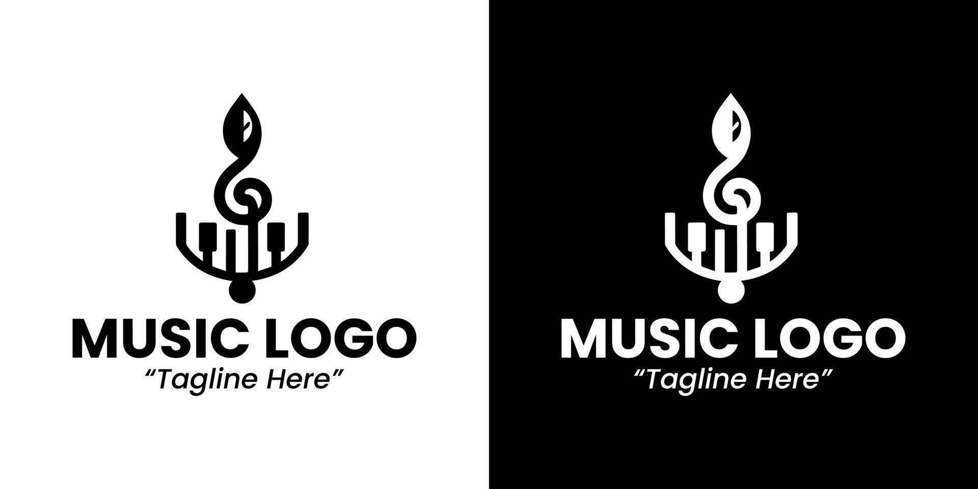 Minimalist Music Logo Featuring a Combination of Notes and Key Elements vector