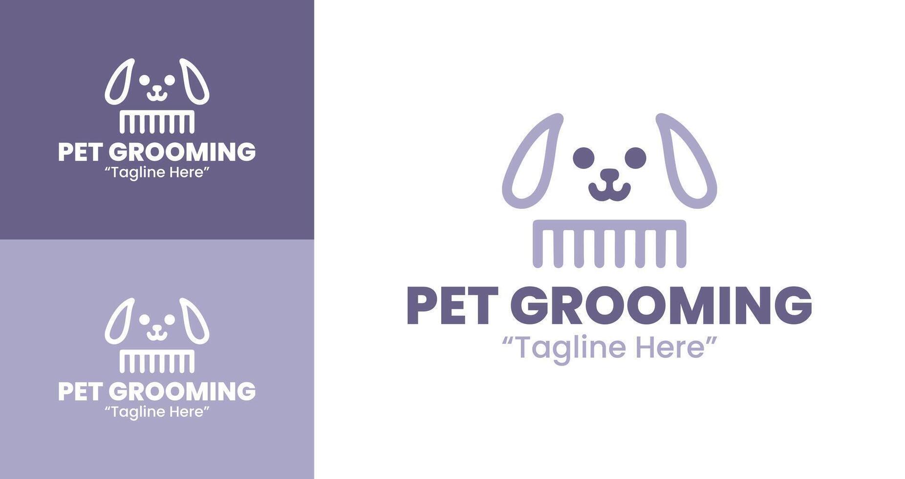 Modern Pet Grooming Service Logos with Friendly Animal Designs vector