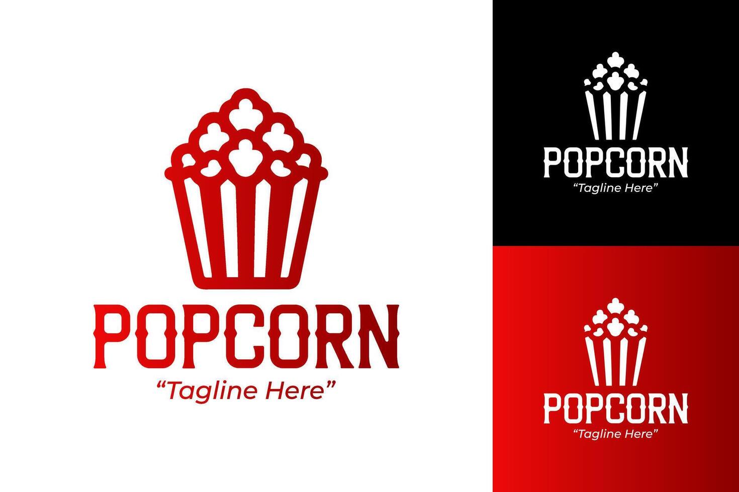 Minimalist Popcorn Logo Design for Food Business with Red and White Colors vector