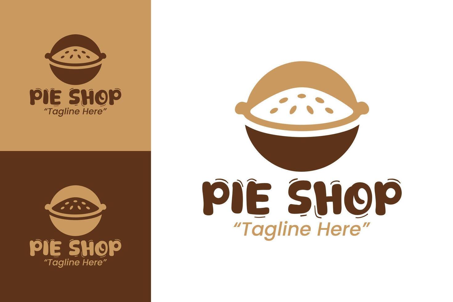 Modern Minimalist Pie Shop Logo Design with Earthy Brown and Beige Colors vector