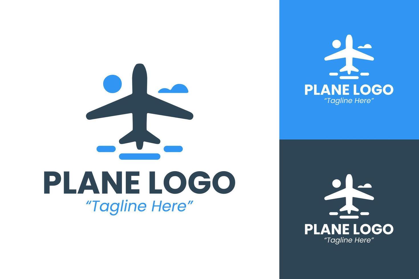 Modern Airplane Logo Design with Clouds and Blue Tones for Travel Branding vector