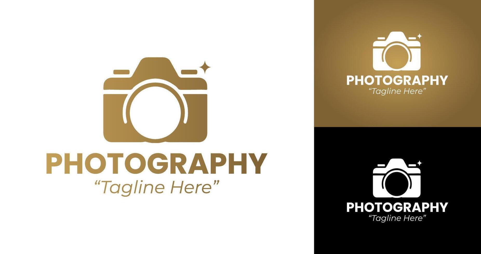 Modern Photography Logo with Camera Lens and Light Design vector