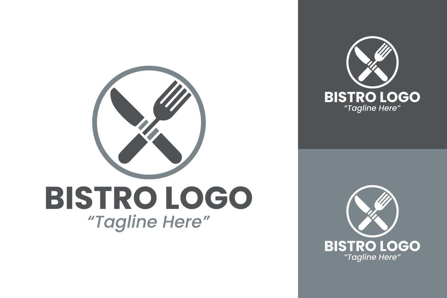 Professional Bistro Logo with Fork, Knife, and Circular Design for Food Businesses vector