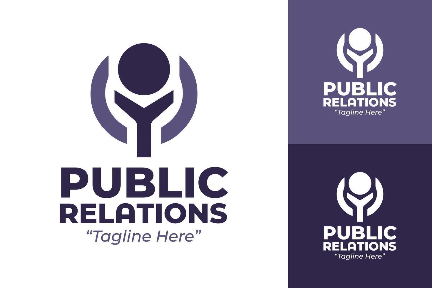 Dynamic Public Relations Logo with Purple and White Circular Design for Branding vector
