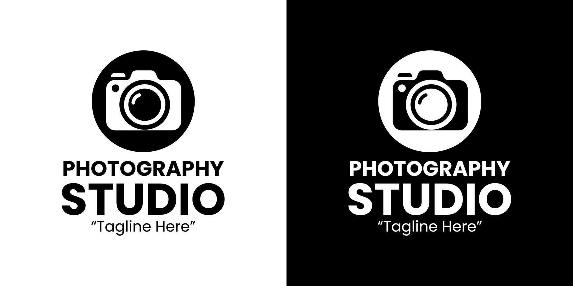 Professional Photography Studio Logo Design with Camera Icon and Clean Typography vector