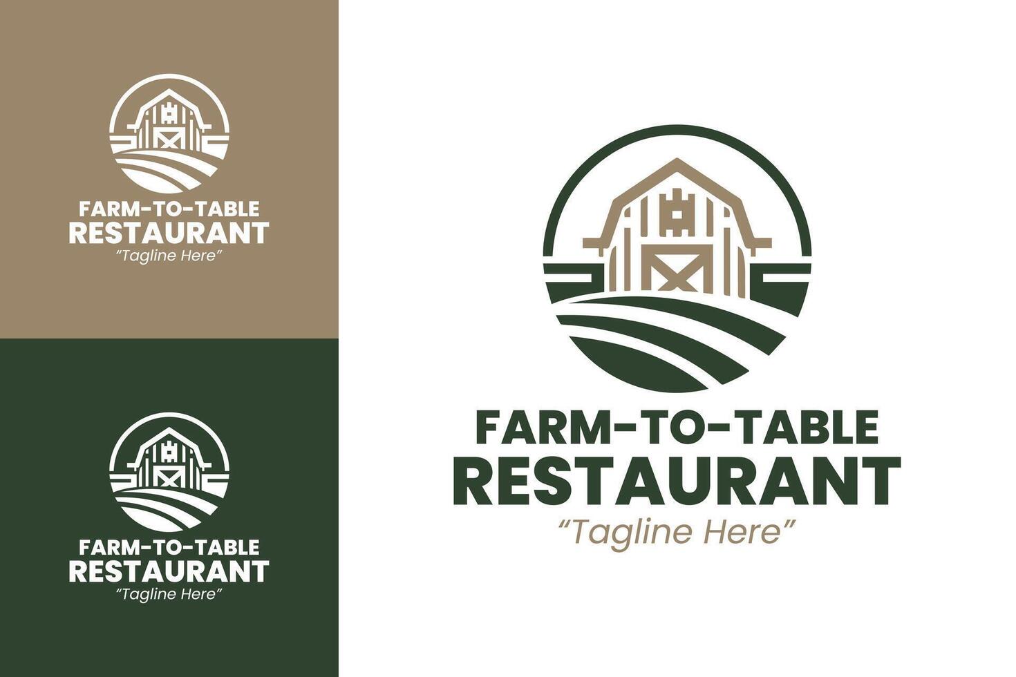 Contemporary Farm-to-Table Restaurant Branding with Elegant Barn and Field Elements vector