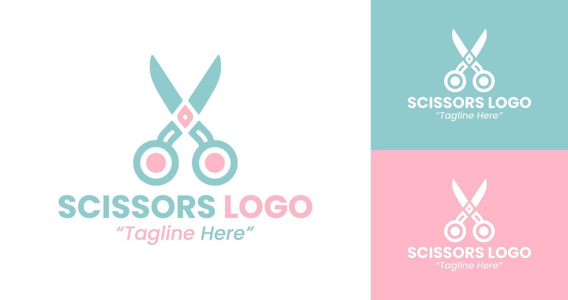 Stylish Scissors Logo with Pink and Blue for Creative Business Branding vector