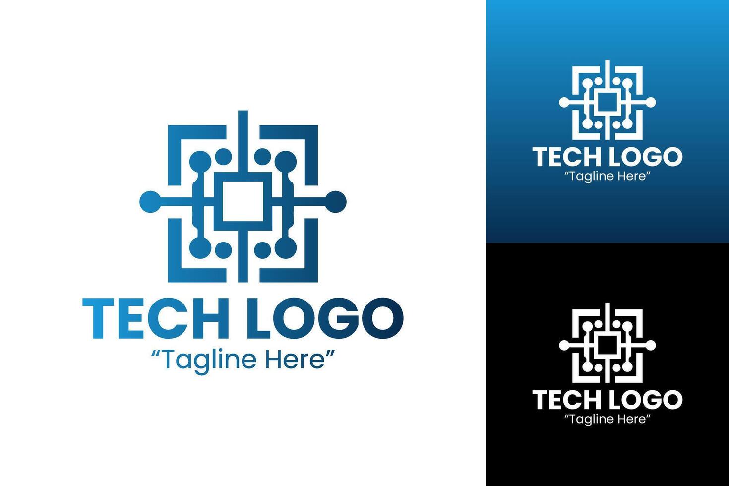 Modern Professional Tech Logo with Geometric Shapes and Blue Color Scheme vector