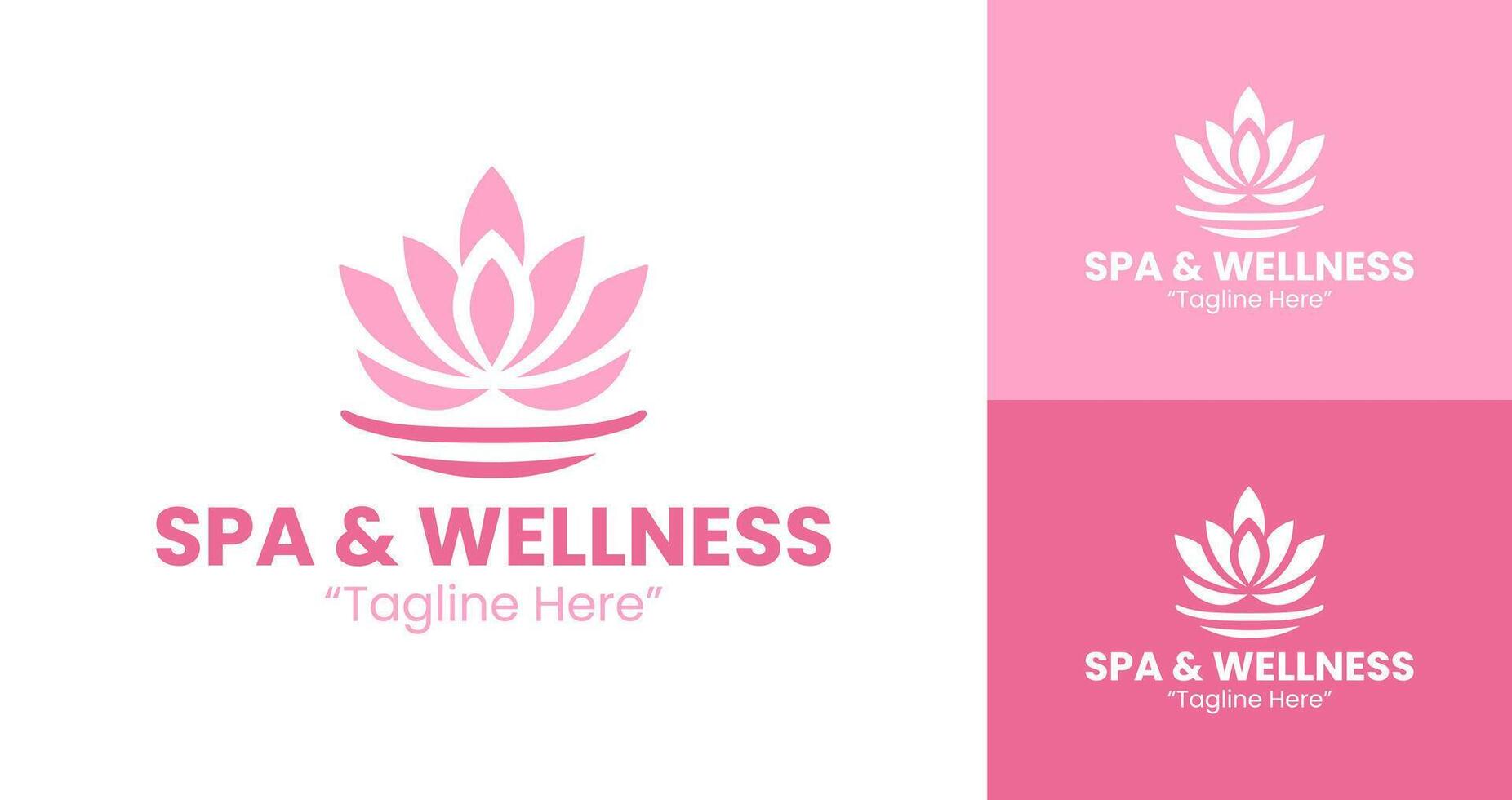 Minimalist Pink Lotus Spa and Wellness Logo Design for Elegant Brands vector