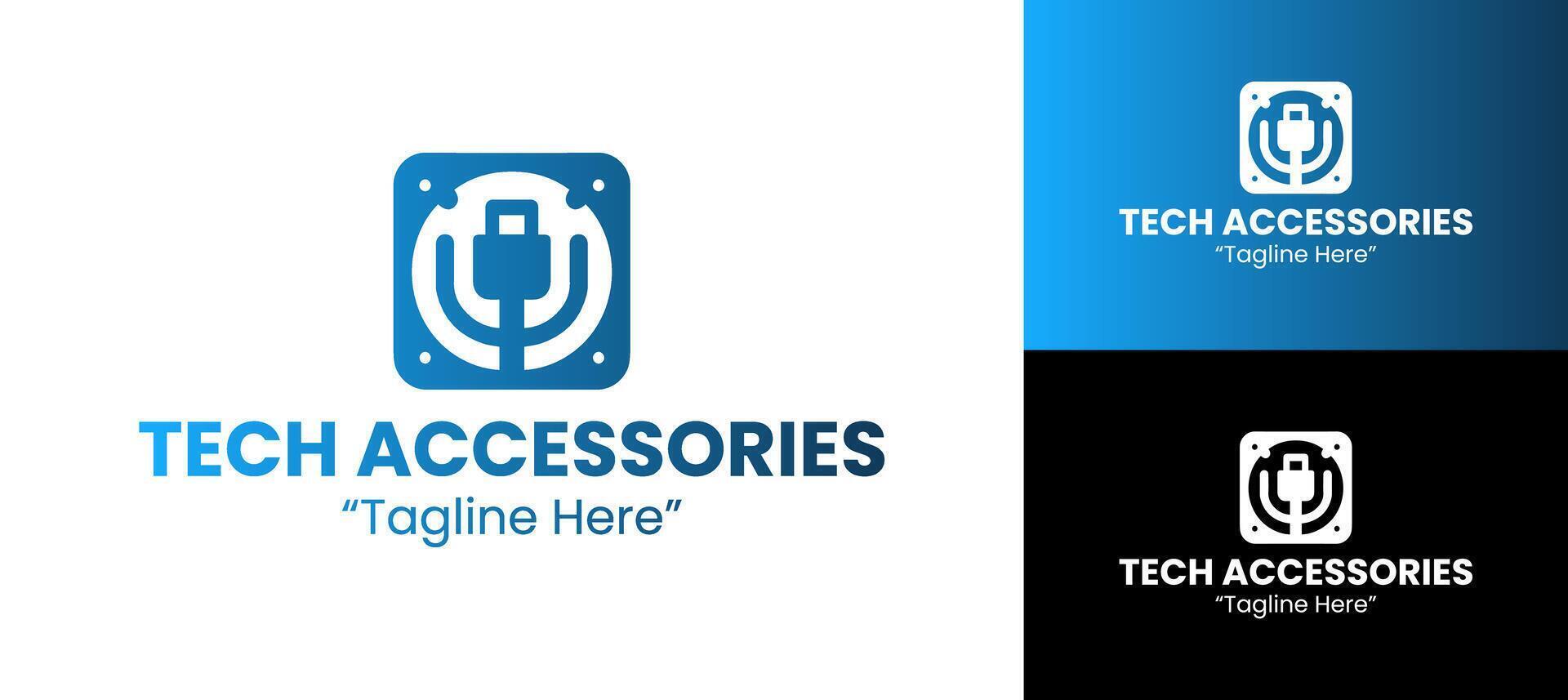 Professional Tech Accessories Logo Design Featuring a Modern USB Connection vector