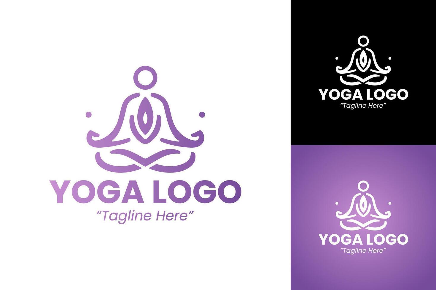 Modern Purple Yoga Logo Featuring Lotus and Spiritual Design vector