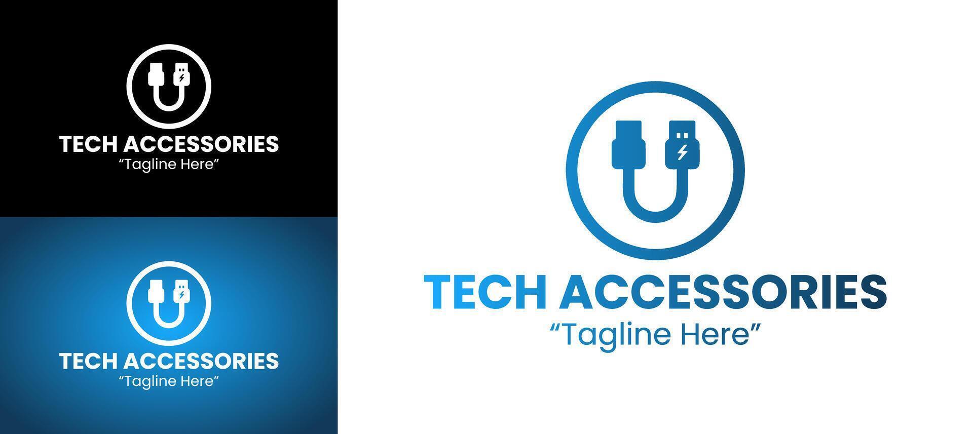Minimalist Logo Design for Tech Accessories Featuring a Unique USB Cable Shape vector