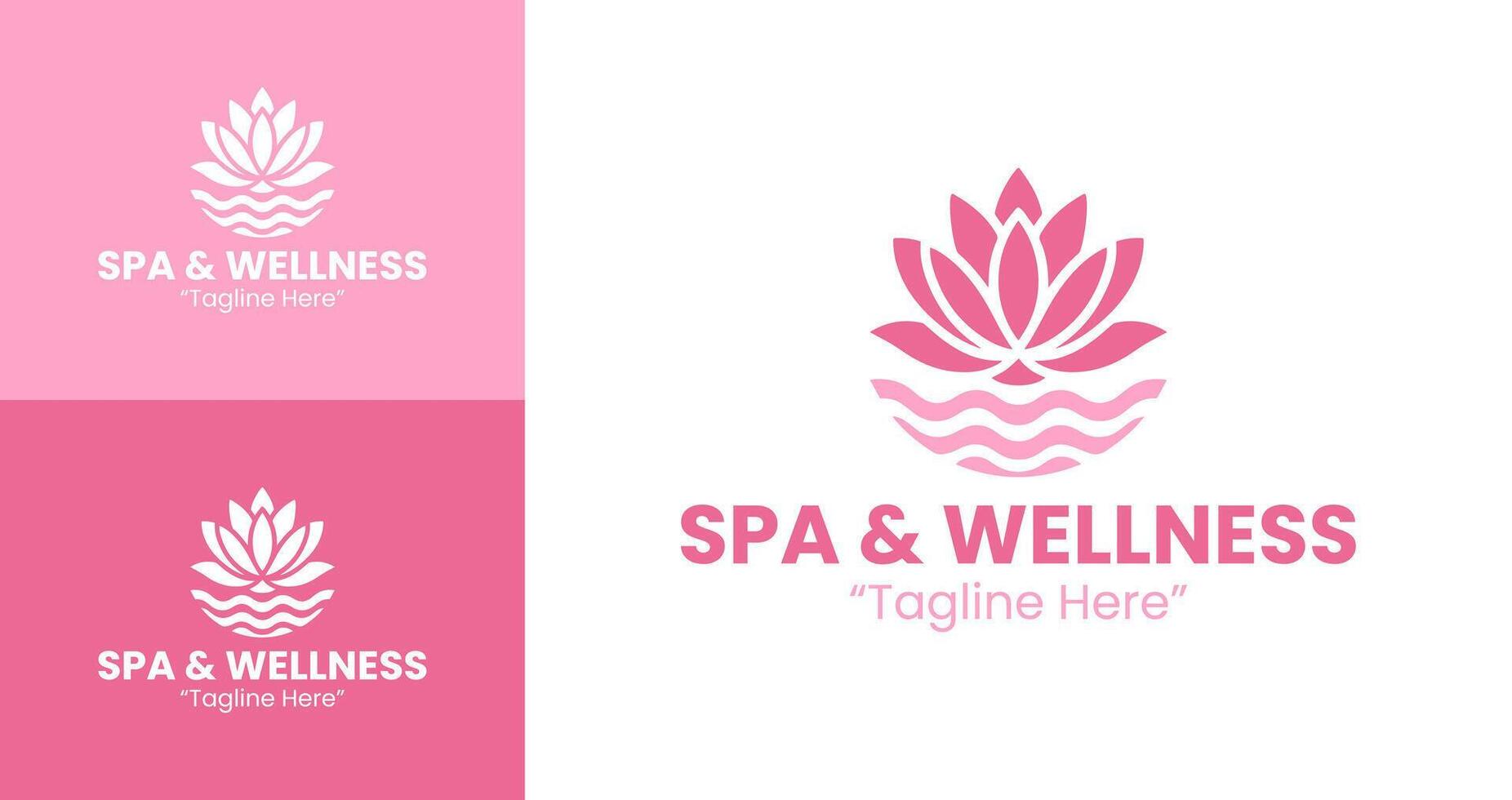 Trendy Spa and Wellness Pink Lotus Branding Logo with Clean Modern Design vector