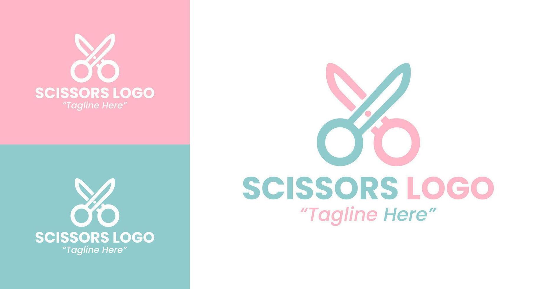 Elegant Scissors Logo Design with Soft Pink and Blue for Professional Branding vector