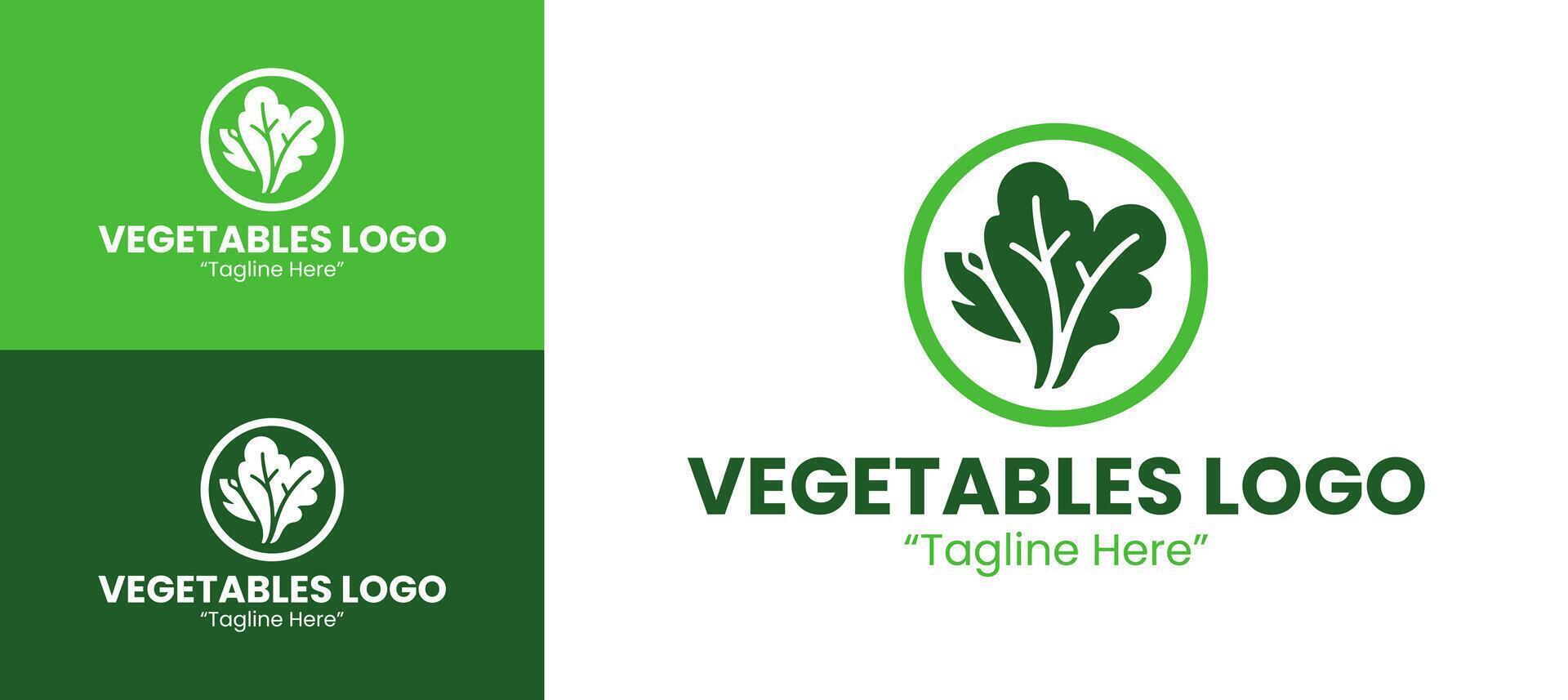 Professional Green Vegetable Logo Design for Organic Farm and Healthy Food Branding vector