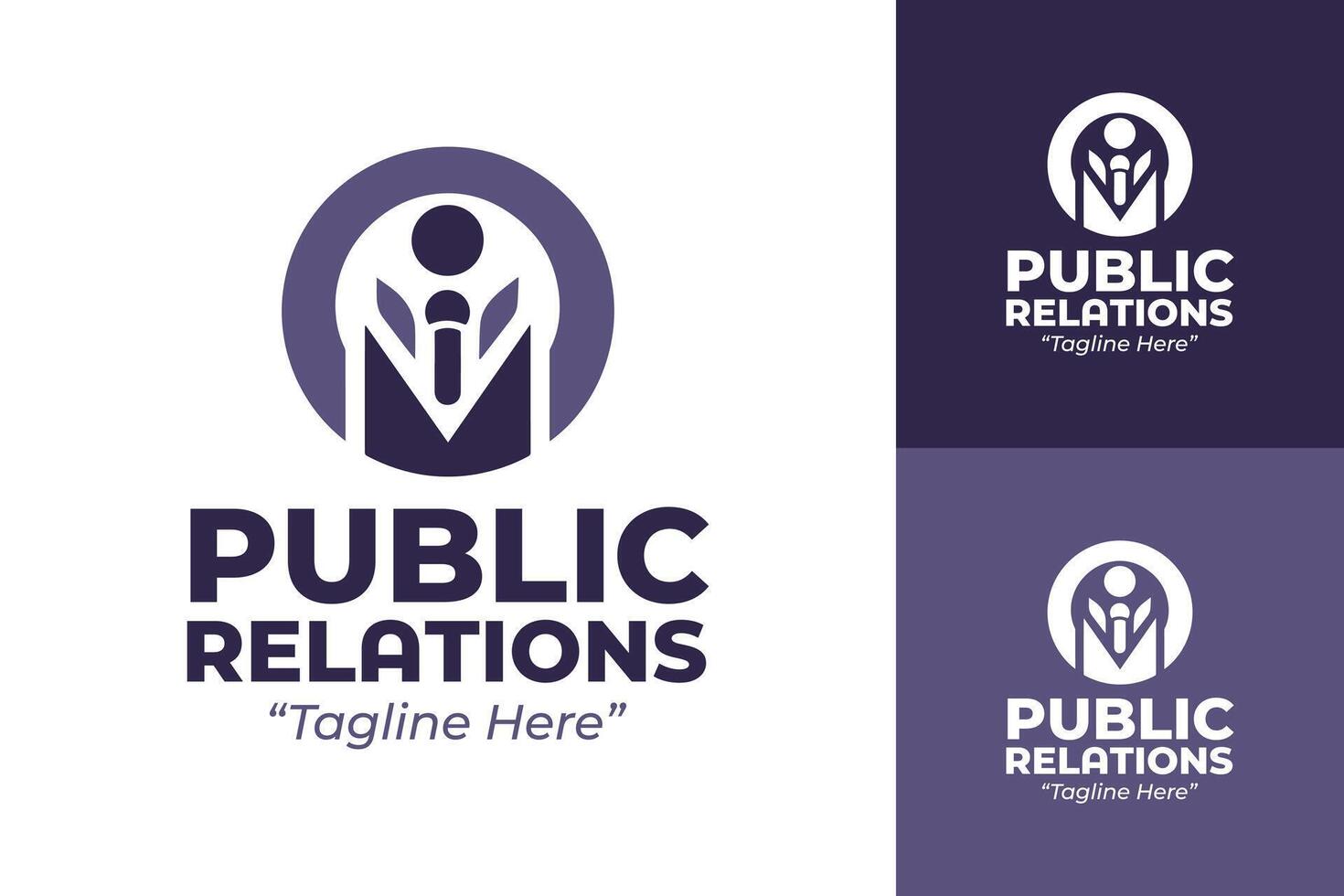 Professional Public Relations Logo with Purple and White Human Figure Design vector