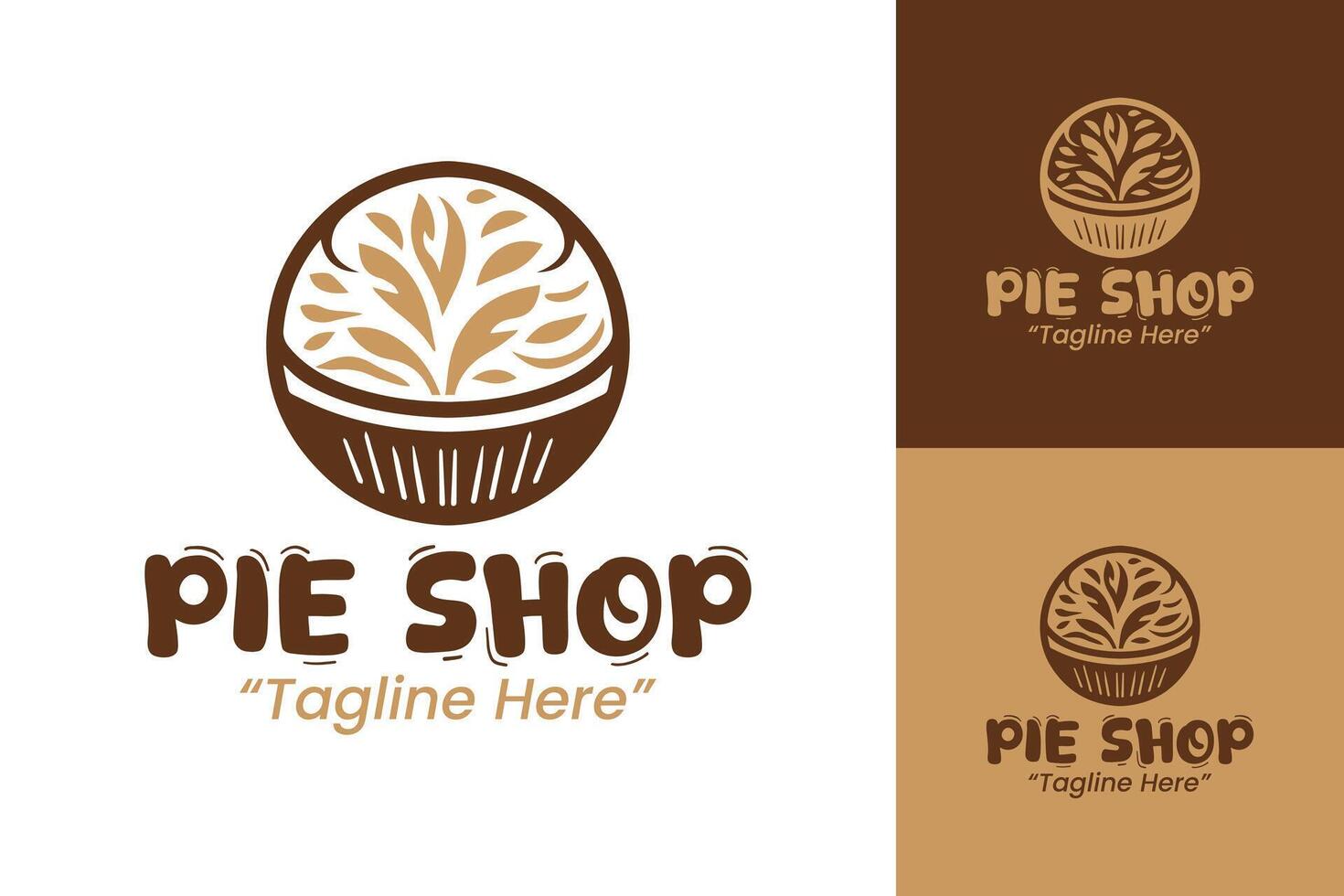 Professional and Customizable Pie Shop Logo Design with Creative Brown and Beige Elements vector