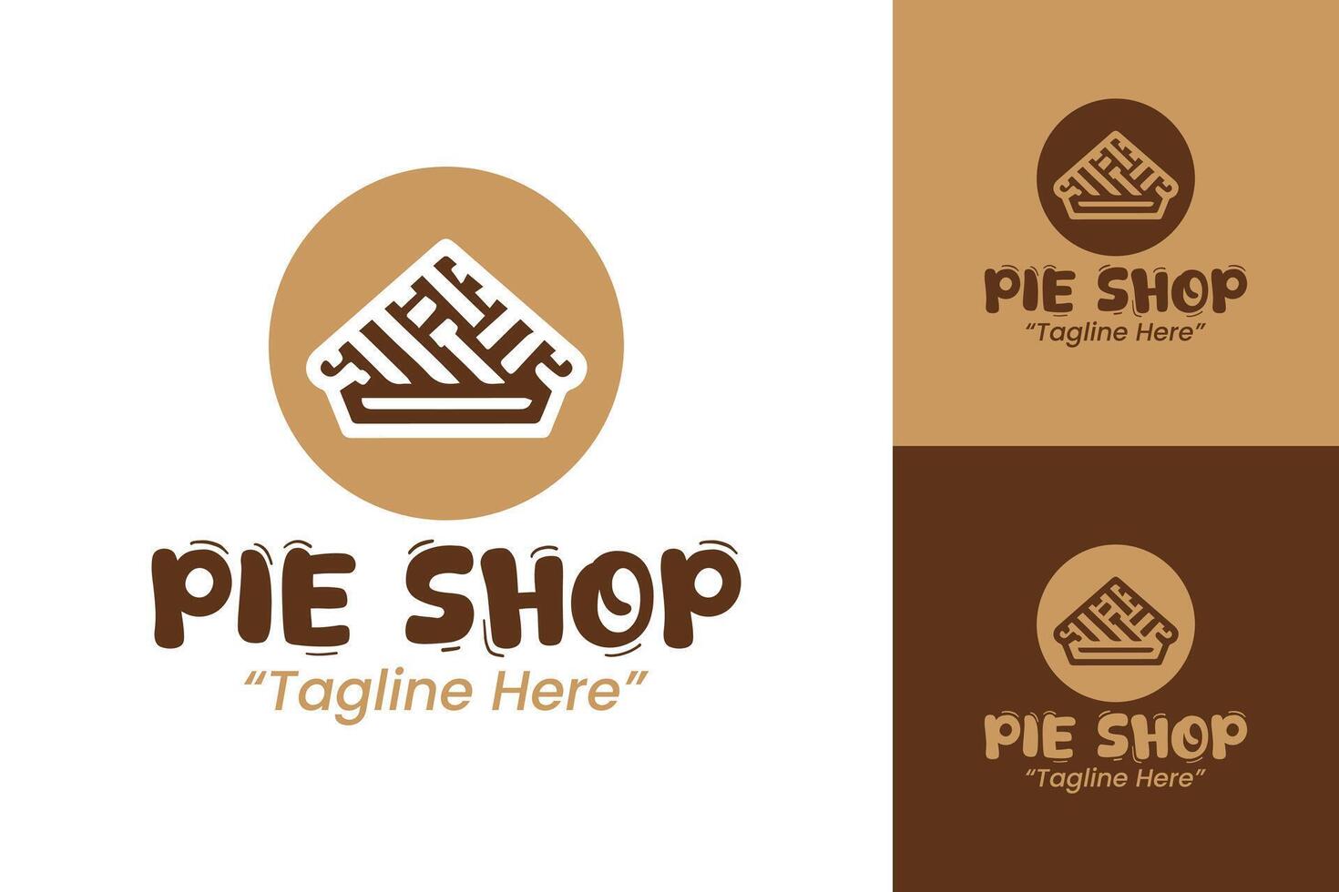 Modern and Clean Pie Shop Logo Design with Brown and Beige Color Palette for Branding vector