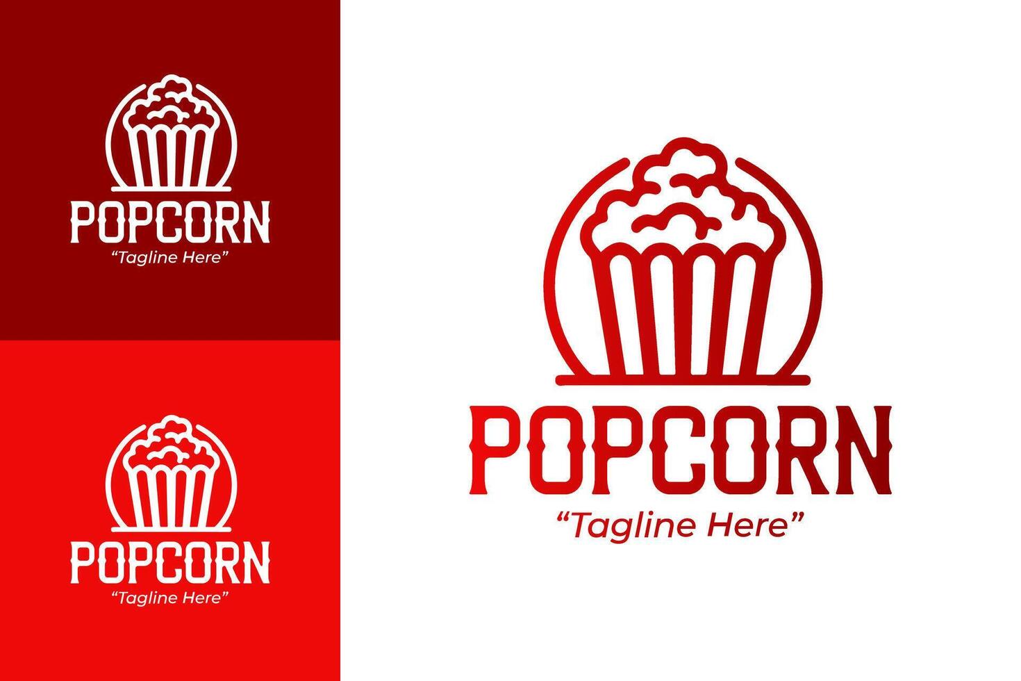 Creative Popcorn Logo with Red and White Colors for Food Business Branding vector