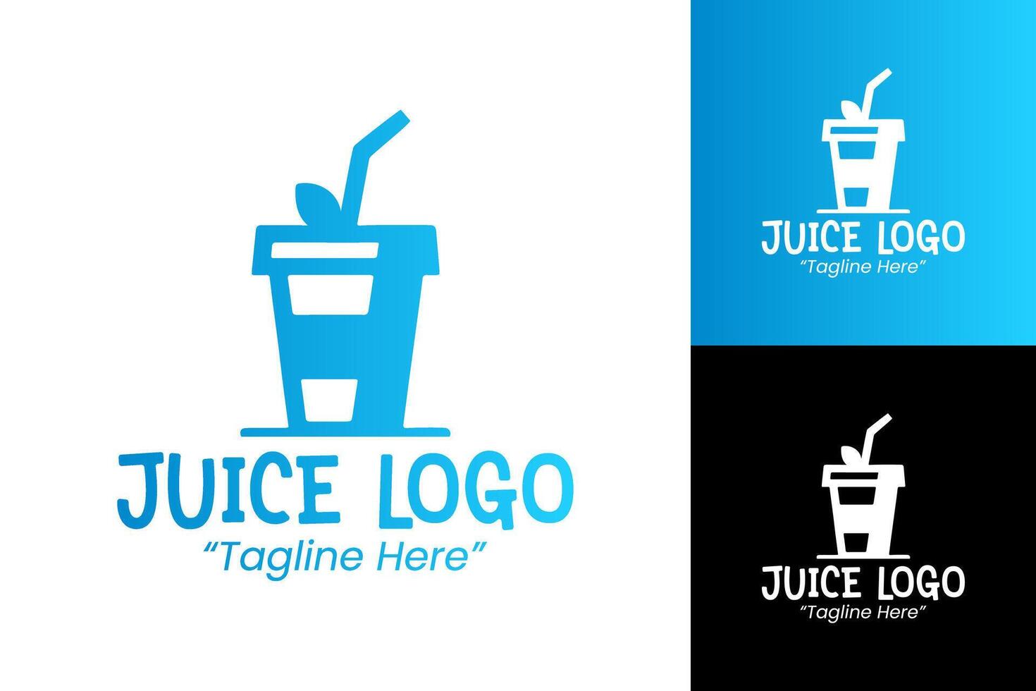 Creative and Unique Juice Cup Logo Design for Healthy Drink Branding in Blue and White vector
