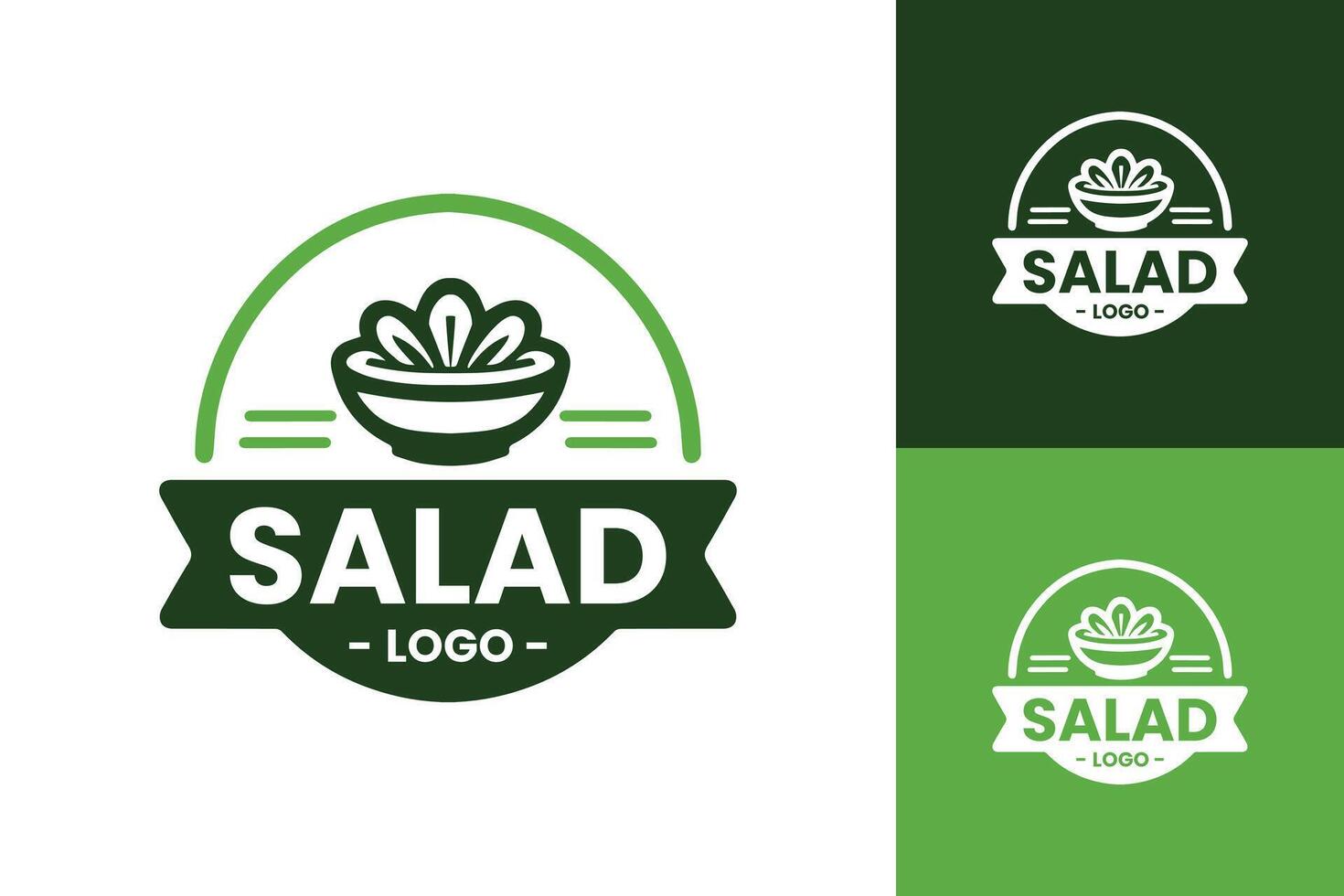Fresh Green Salad Logo Design with a Minimalist Style for Branding vector