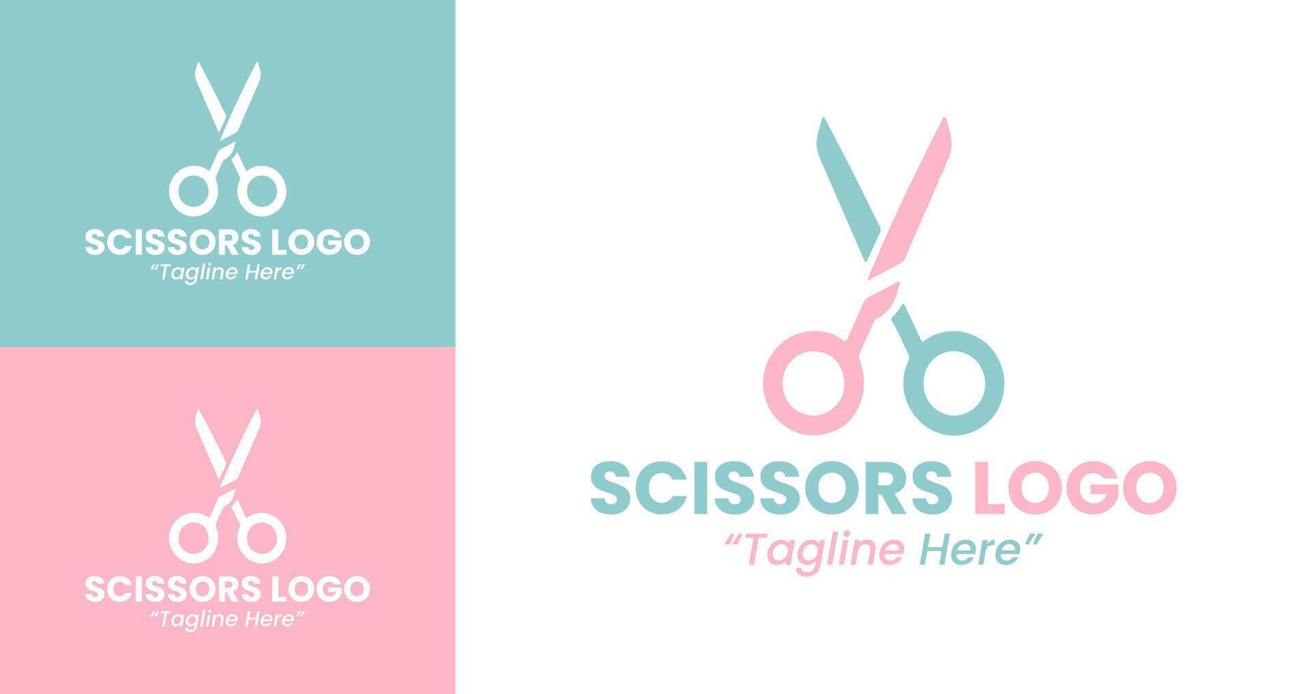 Minimalist and Modern Scissors Logo Design with Soft Pink and Blue Accents vector