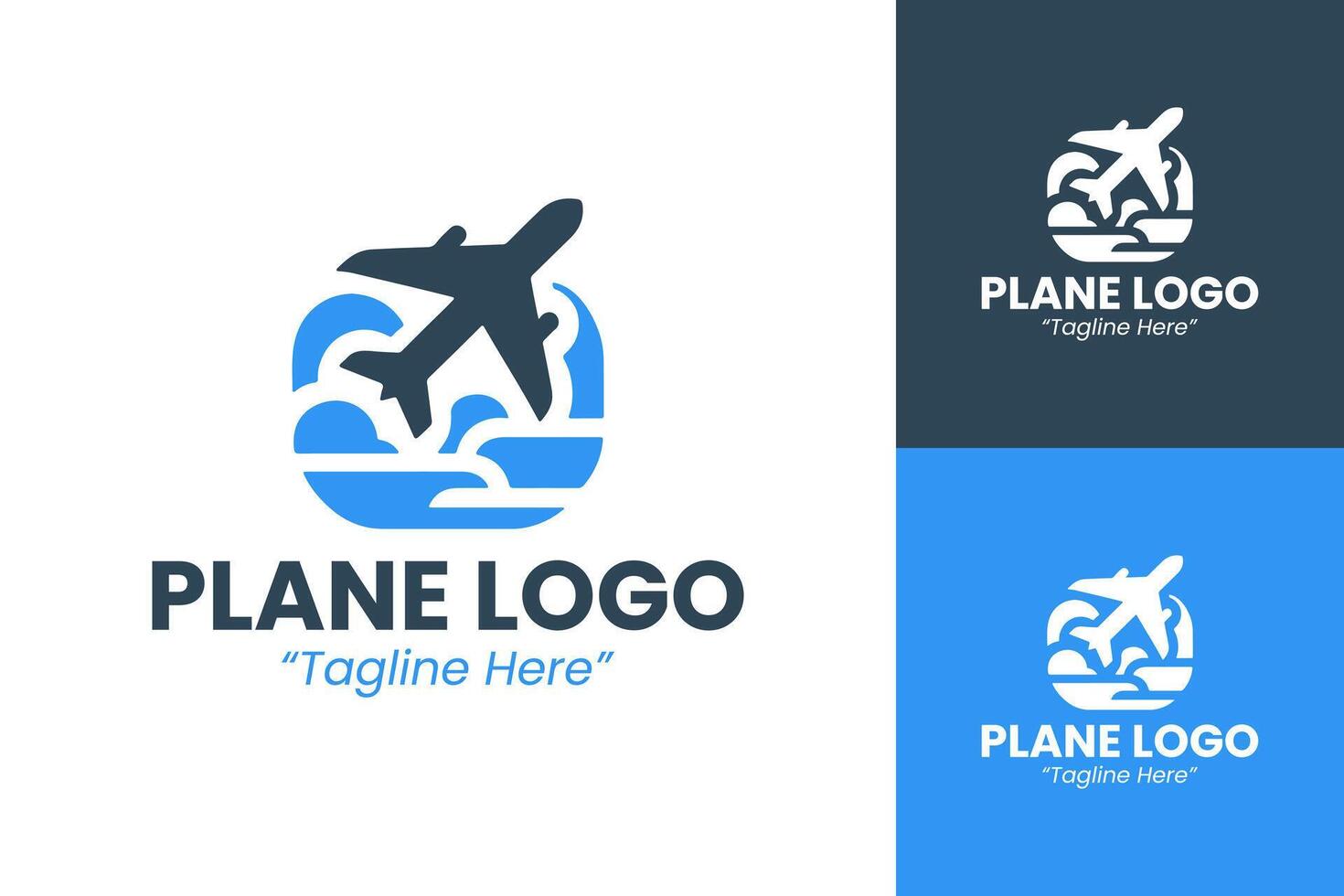 Simple Airplane Logo with Blue Sky and Clouds for Clean Professional Branding vector