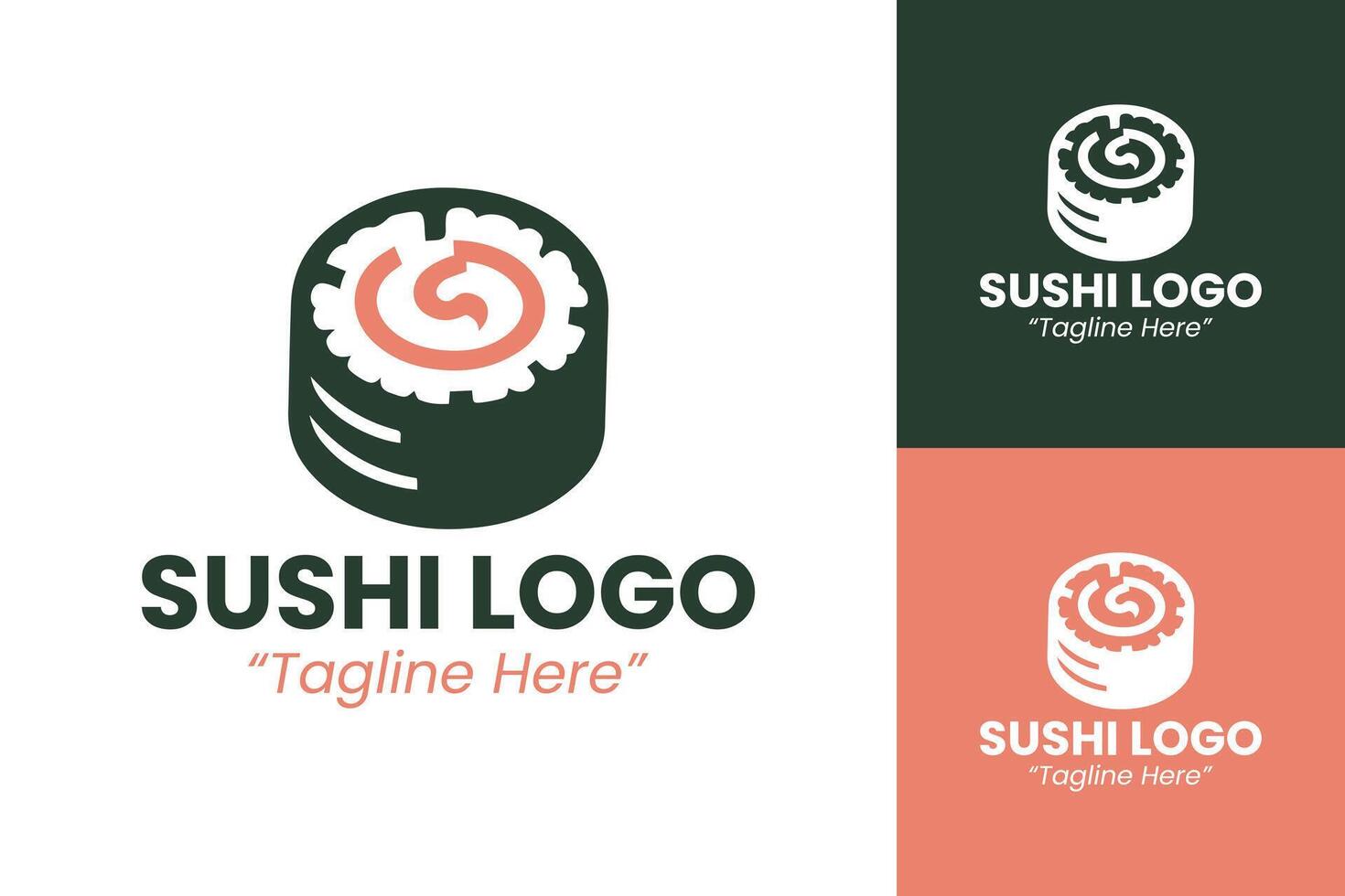 Minimalist Sushi Roll Logos for Culinary Business and Restaurant Branding vector