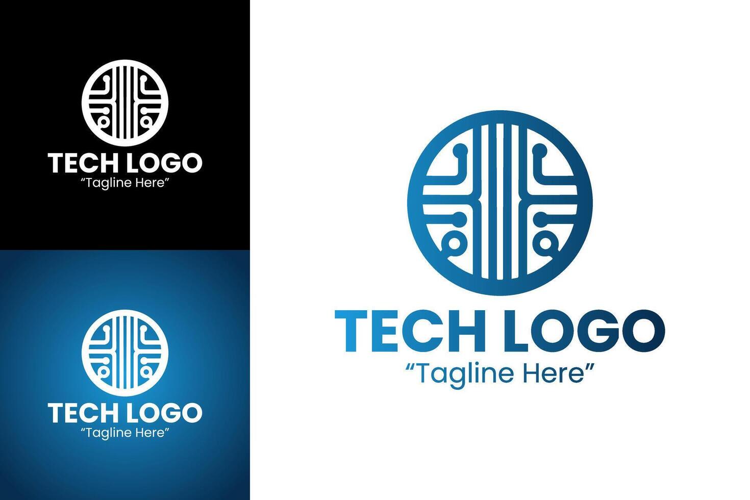 Innovative Blue and White Tech Logo for Startups with Circuit Design Elements vector