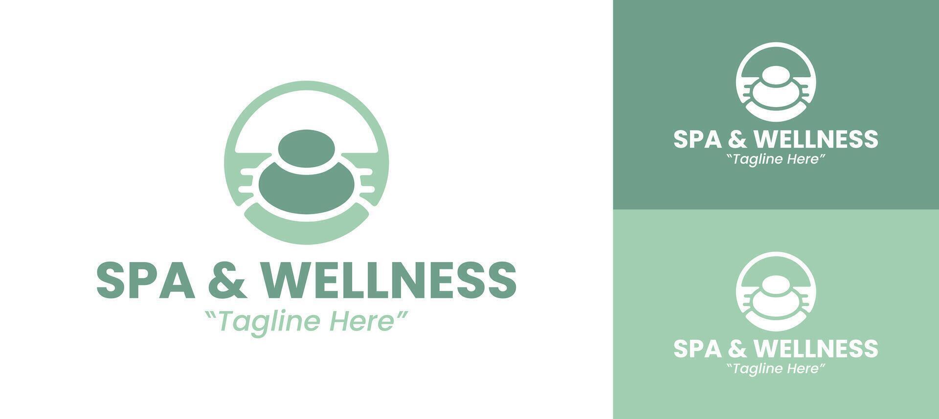 Minimalist Green Spa Logo with Stones and Water Elements for Wellness Brand vector