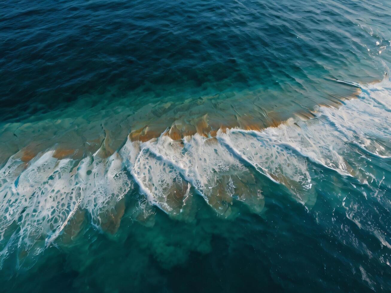 aerial view of the ocean waves and the shoreline photo