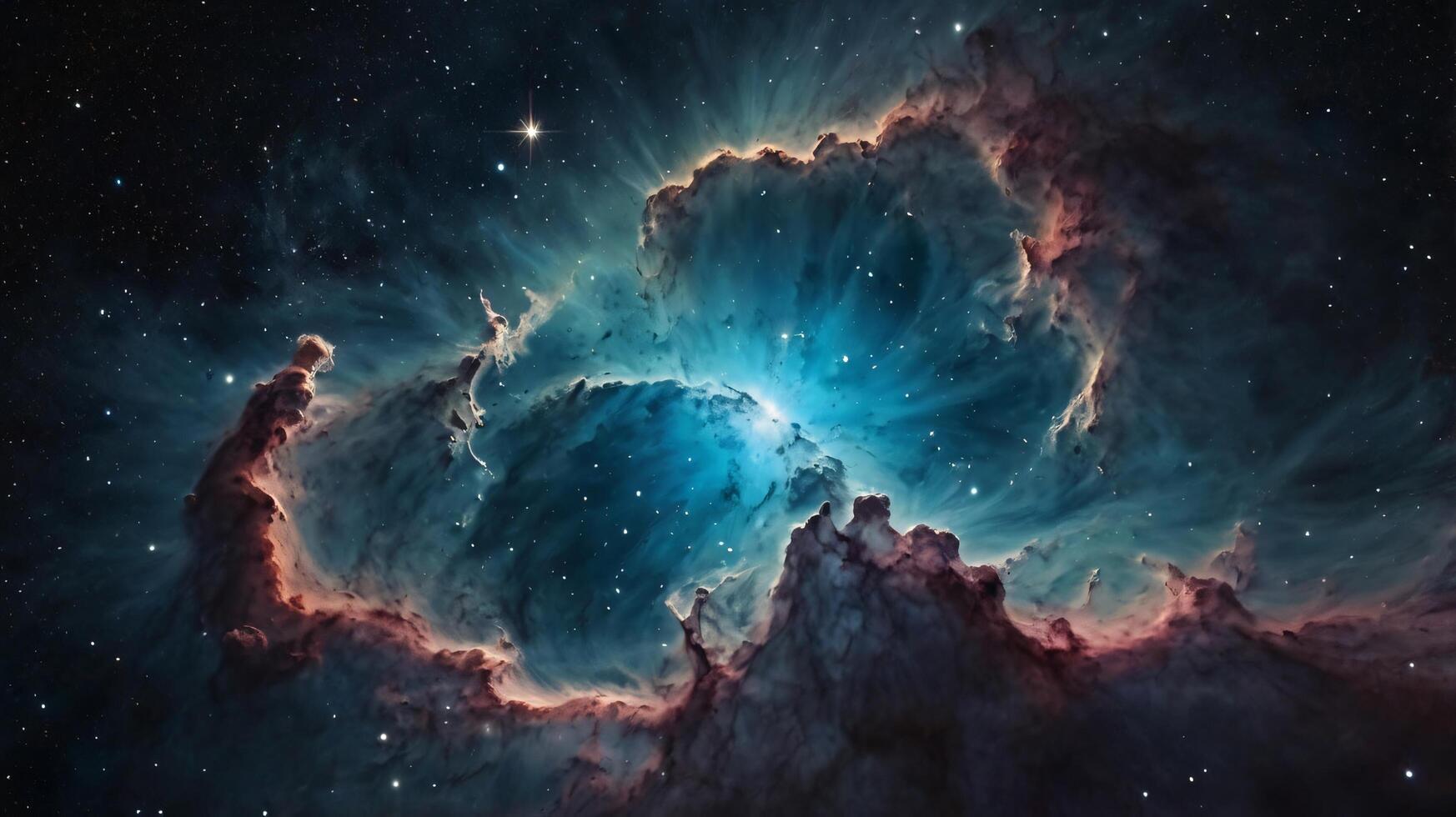 the nebula in space, with stars and dust photo
