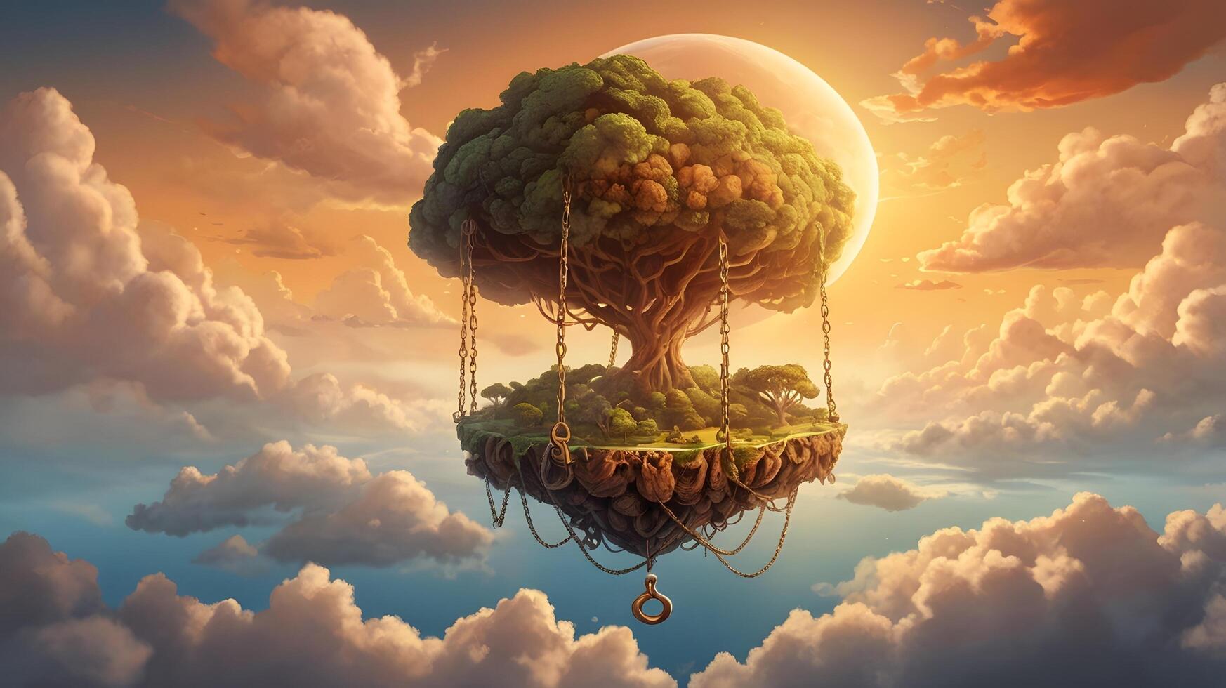 an illustration of a tree on a floating island photo