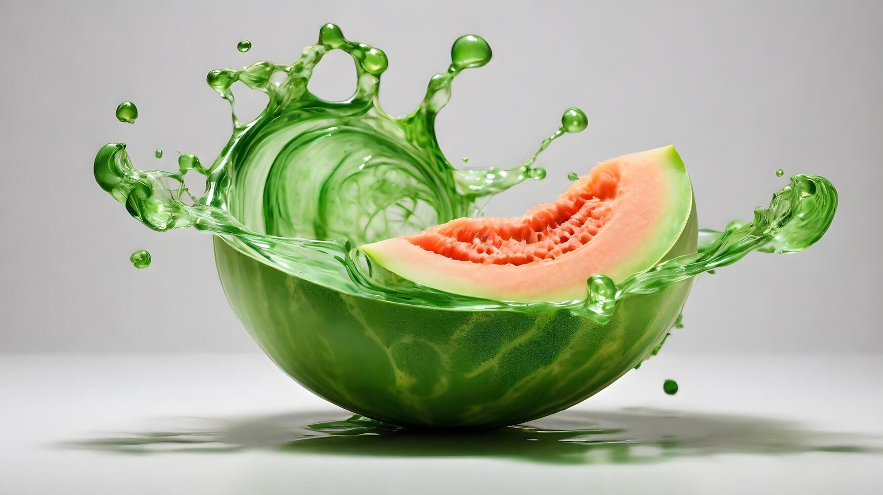 melon with a splash of sweet syrup photo