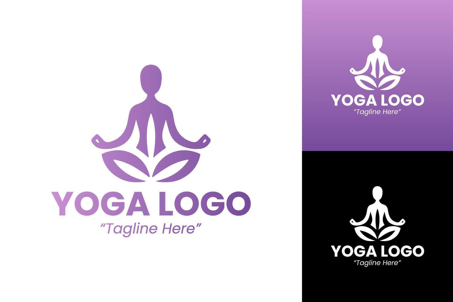 Elegant Purple Yoga Logo with Lotus Design and Modern Aesthetic vector