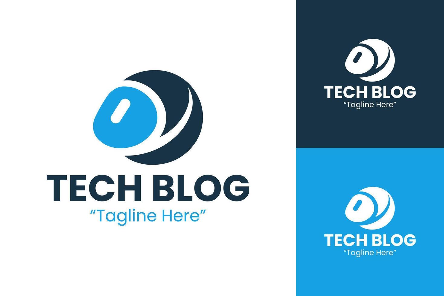 Creative and Contemporary Tech Blog Logo with Modern Elements in Blue and White vector