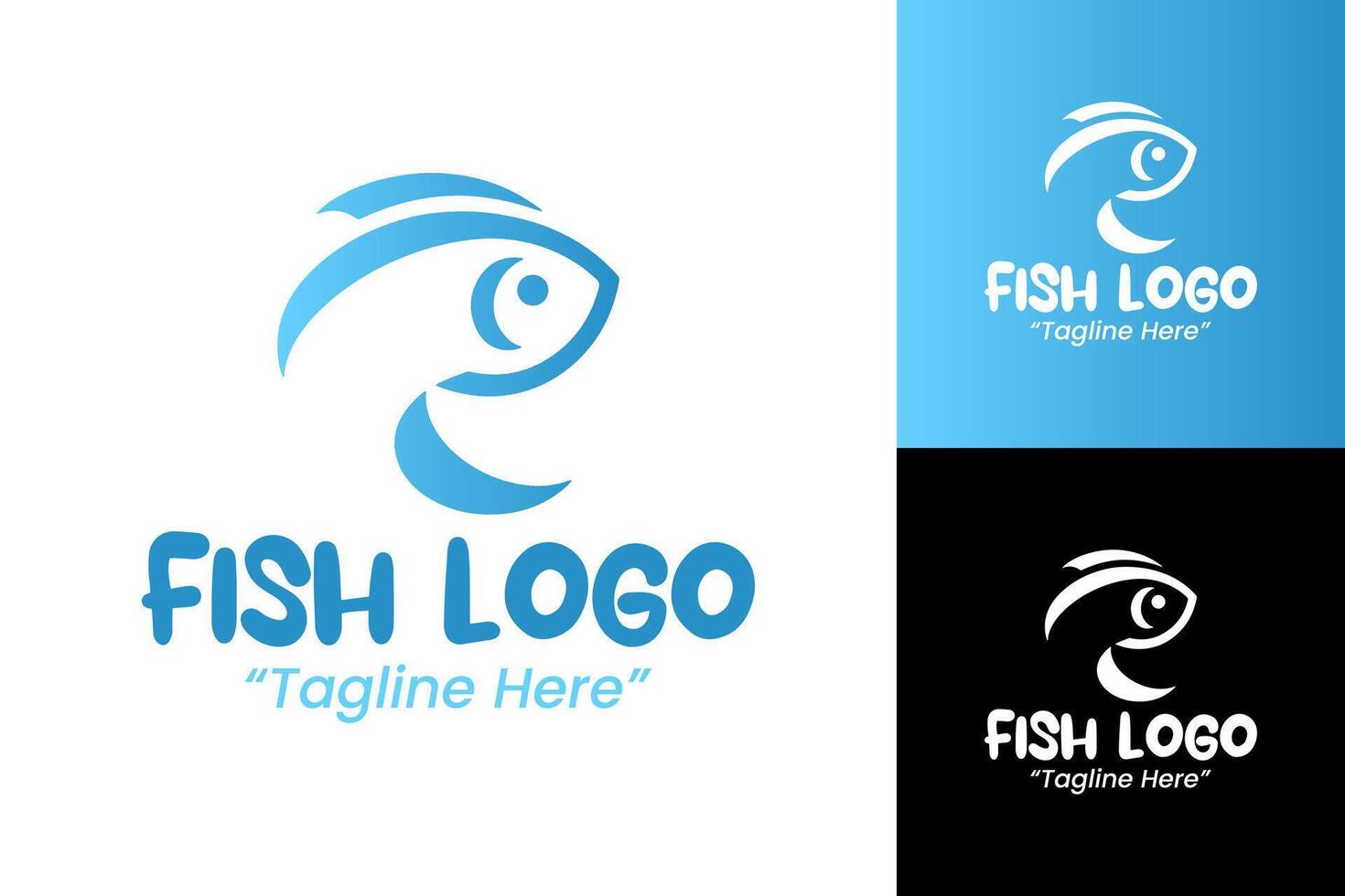 Minimalist Fish Logo in Blue and White with Modern Symbol for Business Branding vector