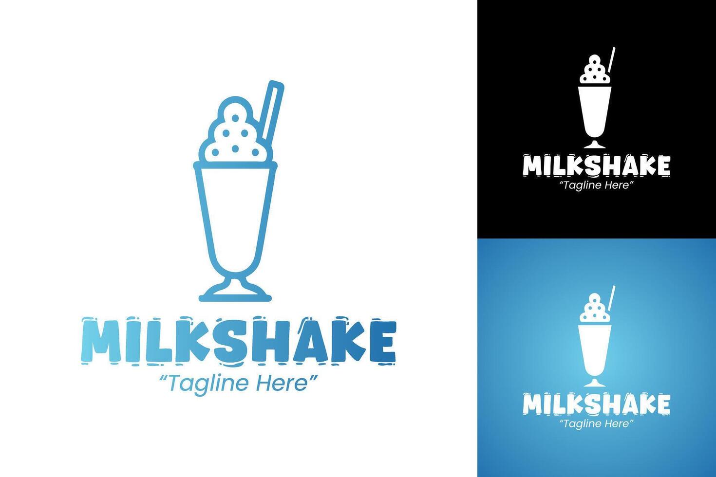Professional Milkshake Logo Design in Blue and White for Food and Beverage Branding vector