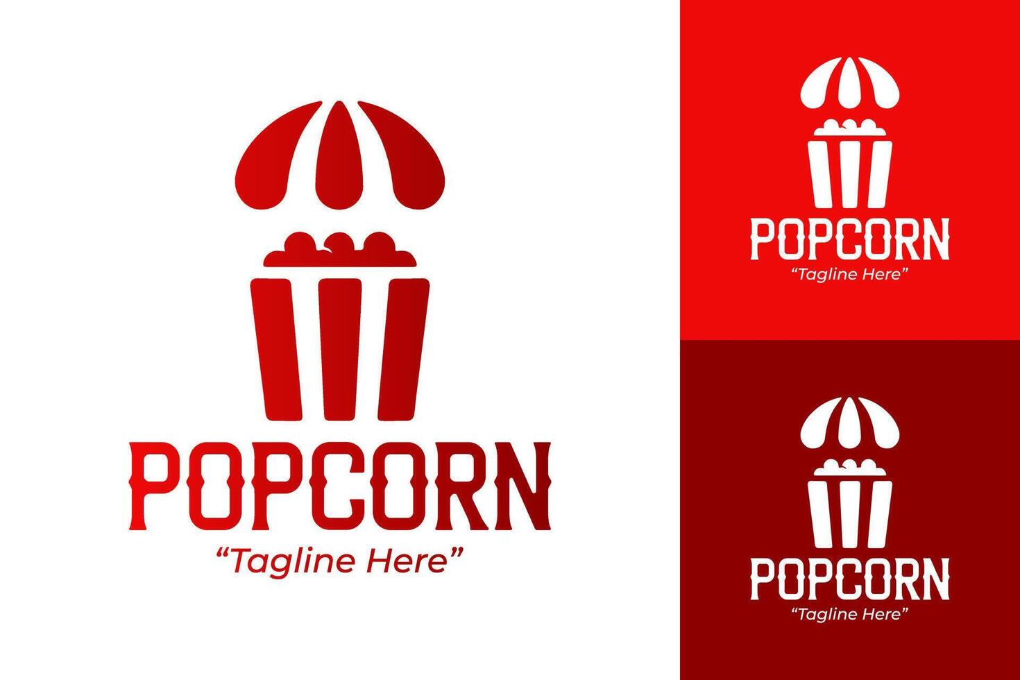 Modern Popcorn Logo Design in Red and White for Food and Movie Branding vector