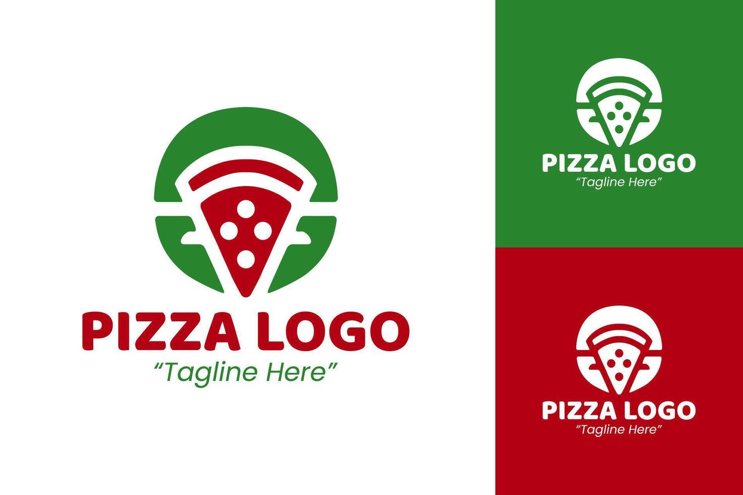 Simple and Clean Pizza Logo Design with Red and Green Colors for Branding vector