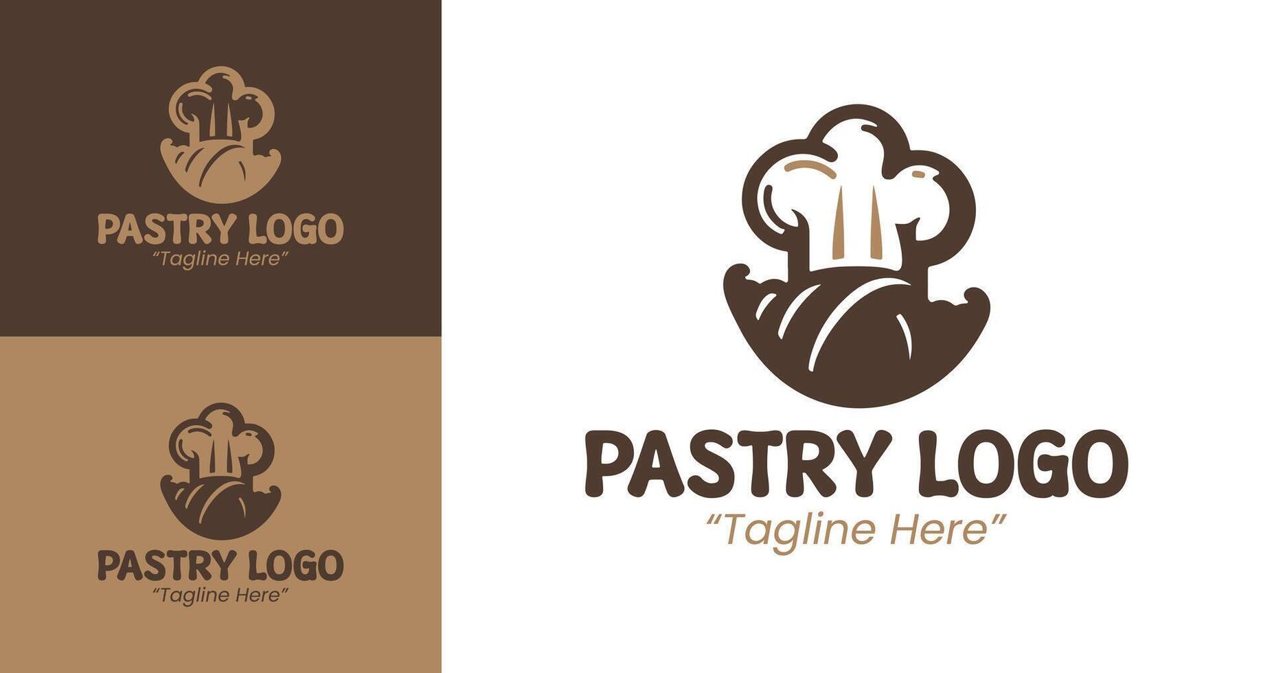 Modern Pastry Logo Design with Croissant and Chef Hat Icon vector