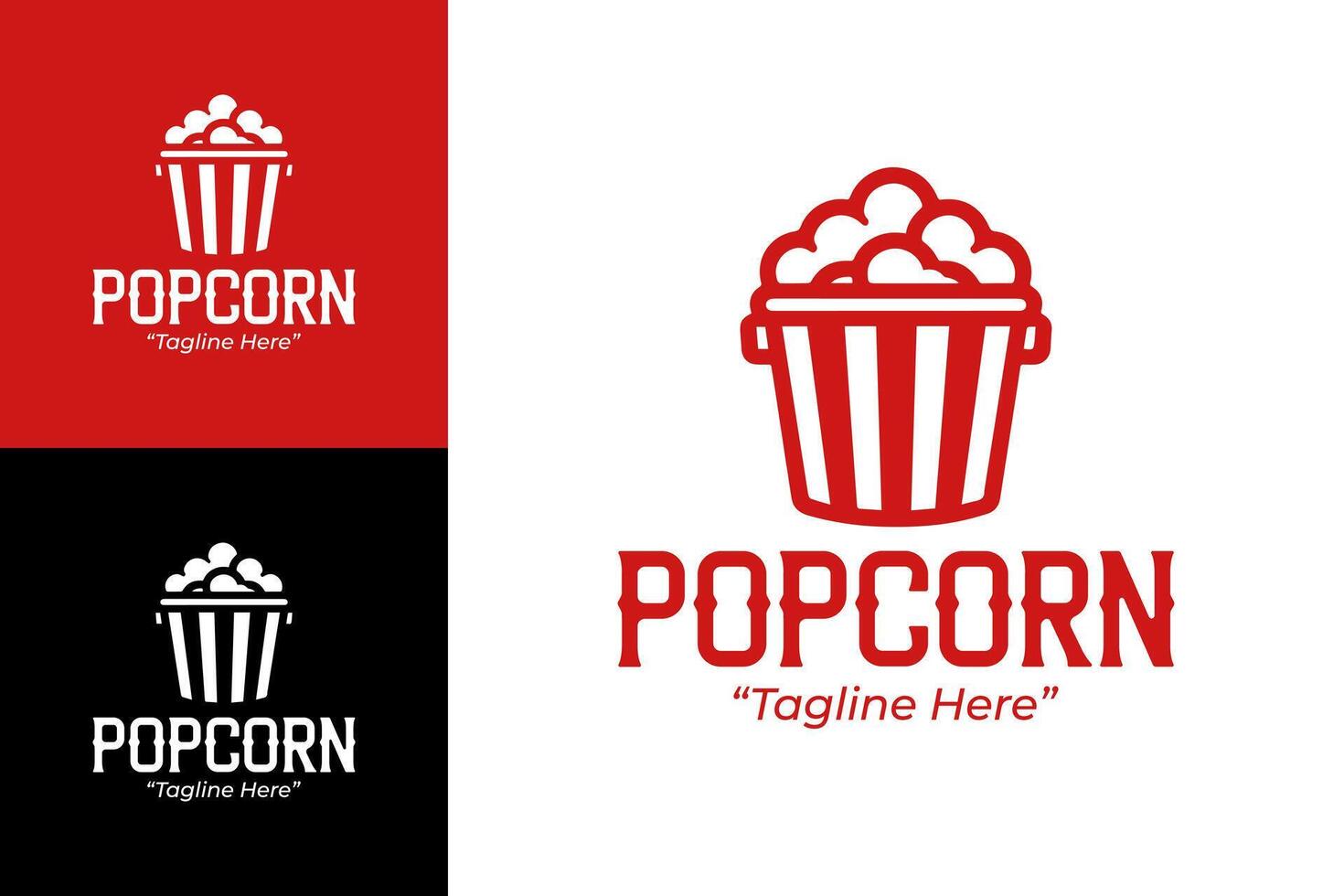 Creative Popcorn Logo Design in Red for Fast Food and Cinema Branding vector