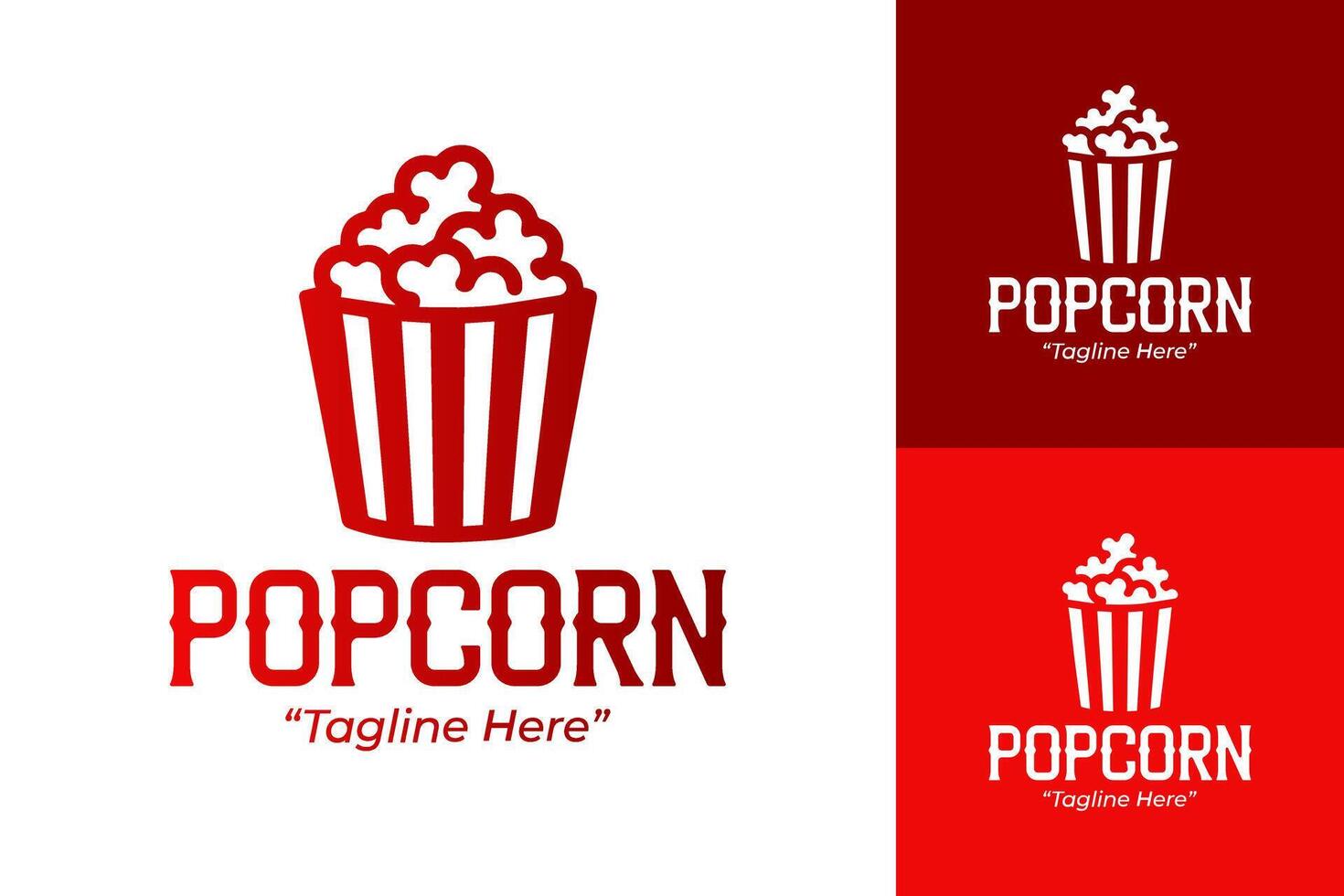 Professional Popcorn Logo in Red and White for Movie Theater and Snack Business vector