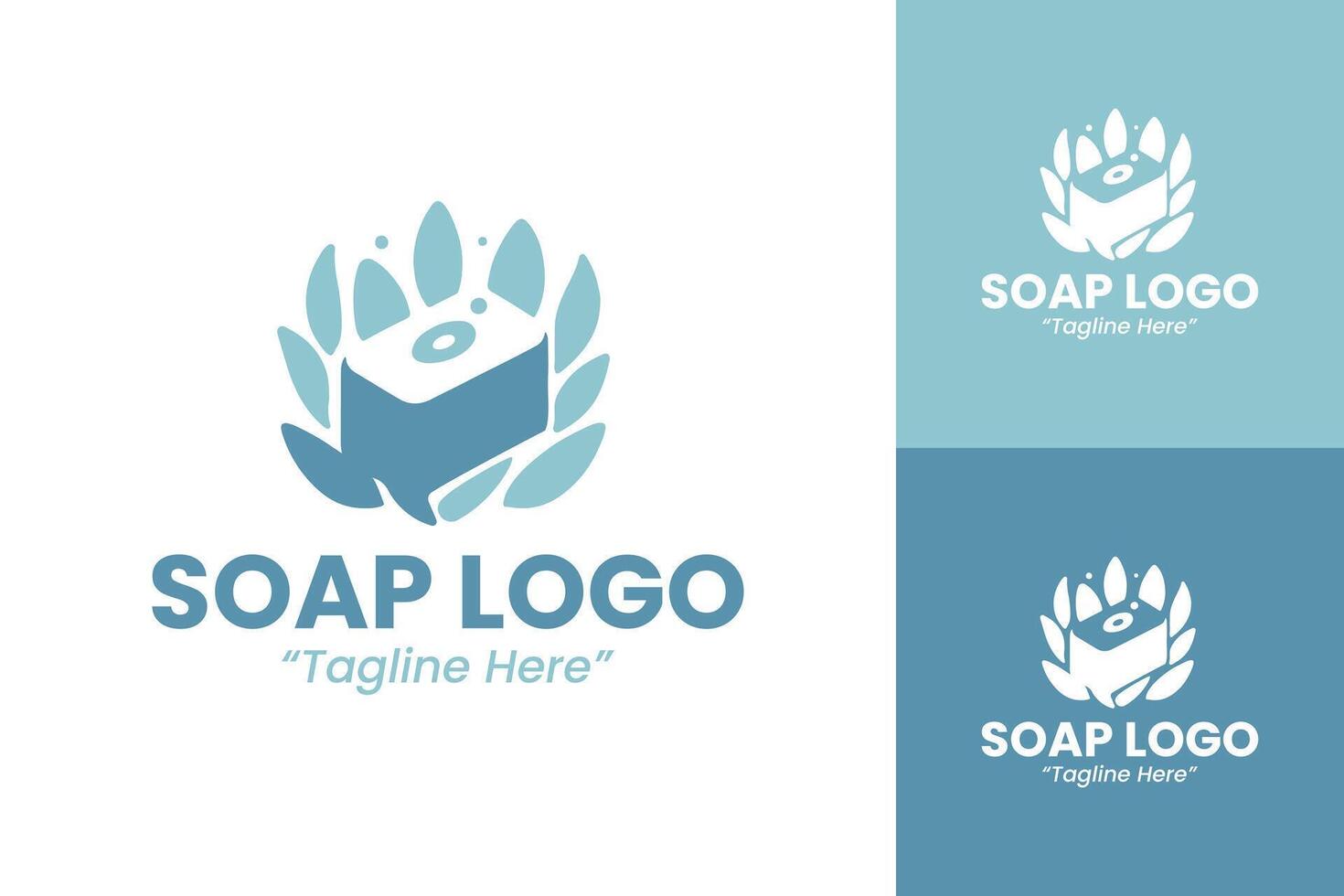 Elegant Soap Logo with Blue Leaves for Clean and Eco-Friendly Branding vector